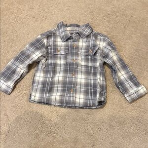 Kids Classic Flannel Plaid Button-Down Shirt in Grey and White